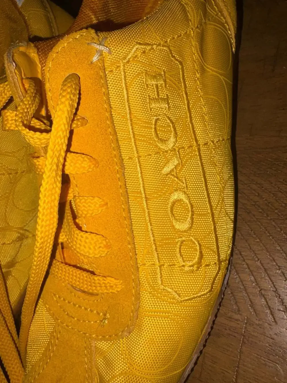 Coach Patti Signature Logo Yellow Lace-Up Sneakers
